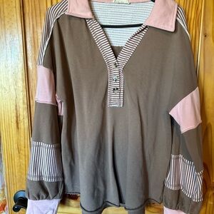 Brown and Pink Women's Sweater